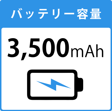 バッテリー容量3,500mAh